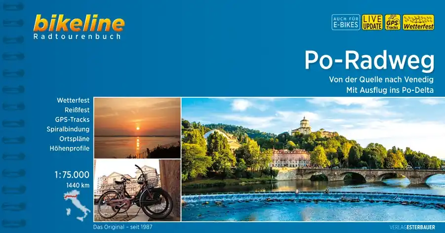 Must-Have Fietsgids Bikeline Po radweg | Esterbauer (9783711100825)