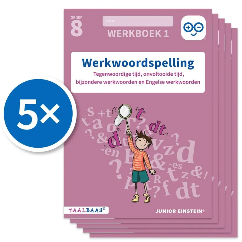 Werkwoordspelling werkboek 1 groep 8 (Set van 5) / Druk 1 Hoge Kwaliteit
