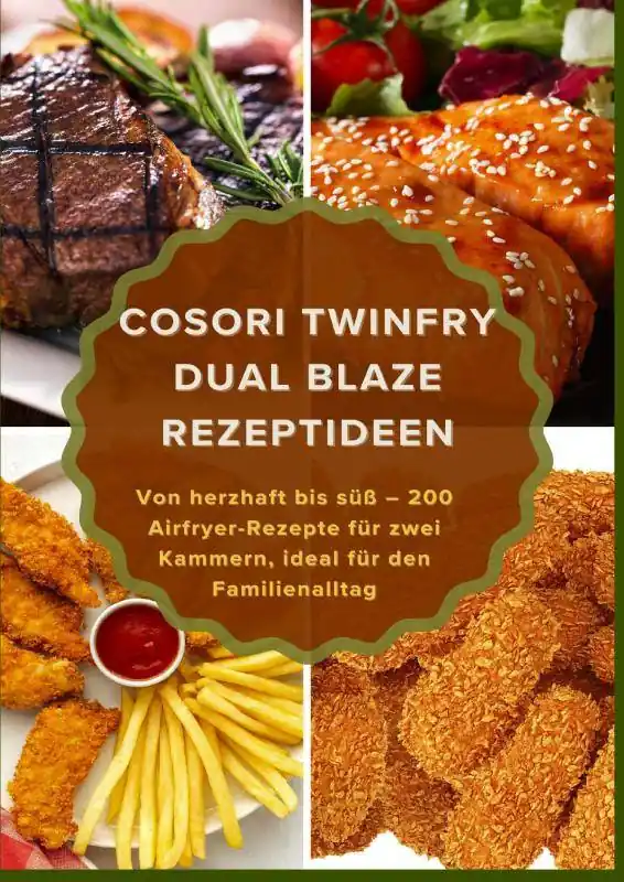 COSORI TwinFry Dual Blaze Rezeptideen: Von herzhaft bis süß – 200 Airfryer-Rezepte für zwei Kammern, ideal für den Familienalltag / 1 Edition Hete Deal