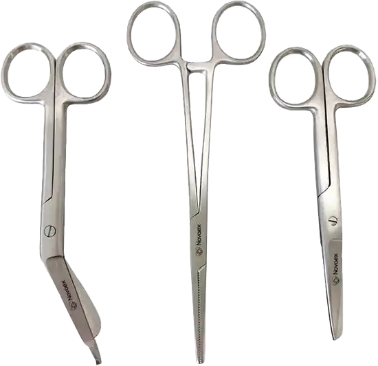Verpleegkundige scharenset (verbandschaar - schaar - kocher - 4mm) Direct Beschikbaar