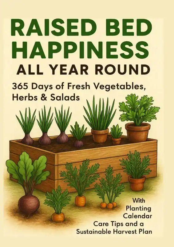 Veilige Betaling RAISED BED HAPPINESS ALL YEAR ROUND 365 Days of Fresh Vegetables, Herbs & Salads – With Planting Calendar, Care Tips and a Sustainable Harvest Plan / 1st Edition