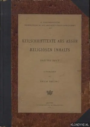 Superprijs Keilschrifttexte au Assur religiösen inhalts. Drittes heft. - Ebeling, erich