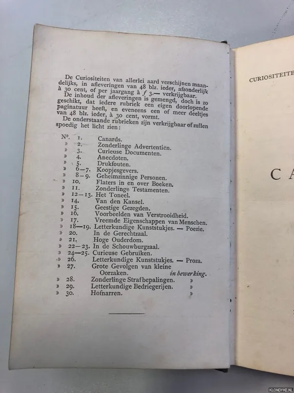 Gereduceerde Prijs Curiositeiten van allerlei aard. No. 1 - Diverse auteurs